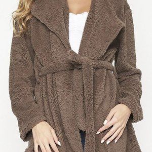 Brown Teddy Hoodie Wrap
